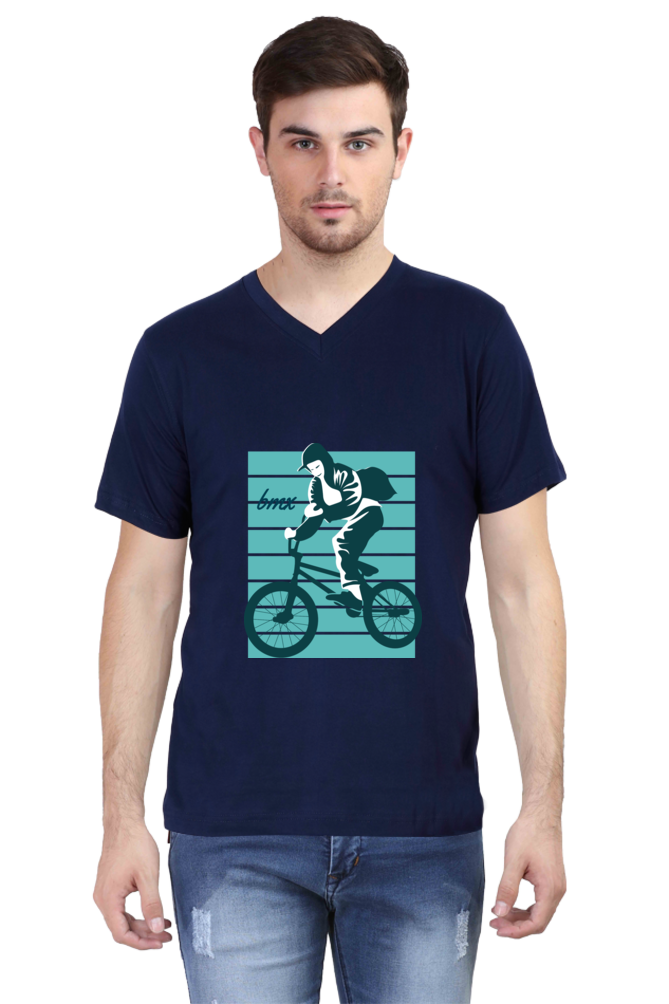 Men's BMX V Neck T-Shirt - bagpack