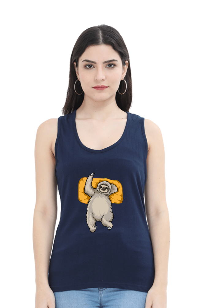 Women Sloth Tank Top - sleepy wave