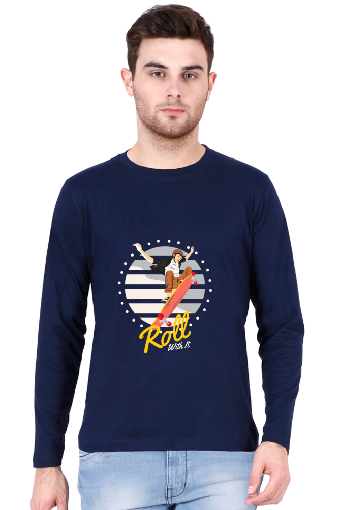 Men’s  Skateboard Full Sleeve - T Shirt  - Roll with it