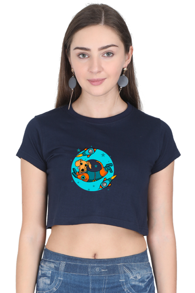 Women Animal's & Monster's  Crop Top -  tweaking dog