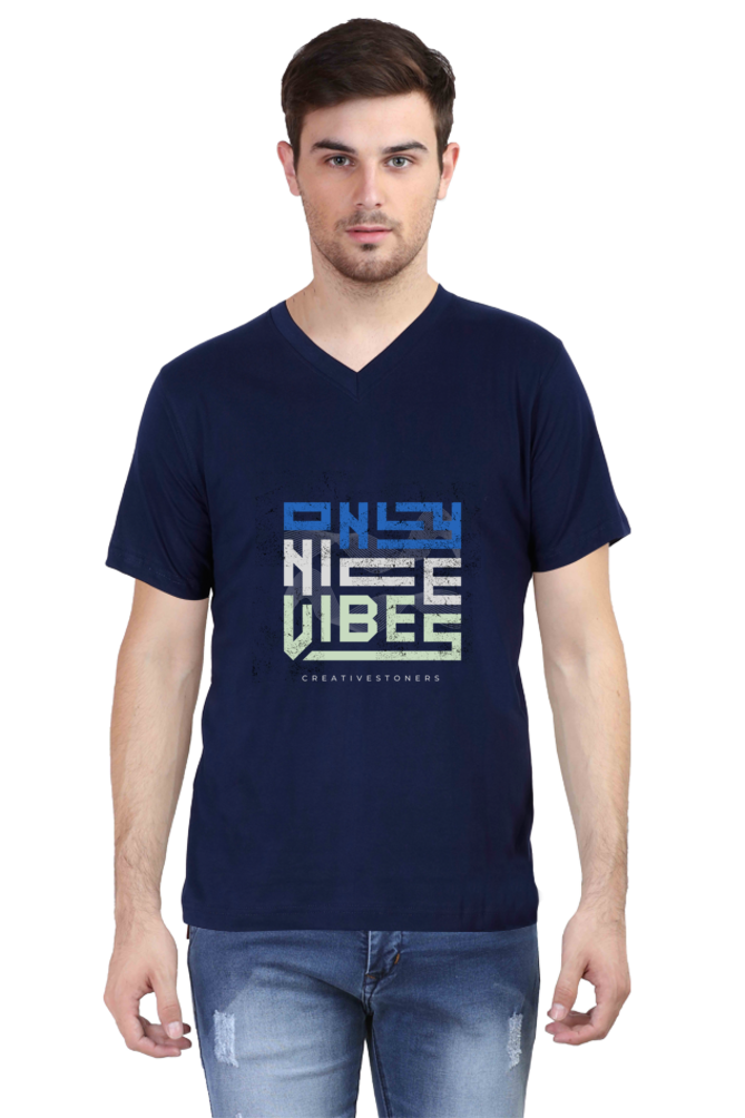 Men's Minimalistic V Neck T-Shirt -  Nice