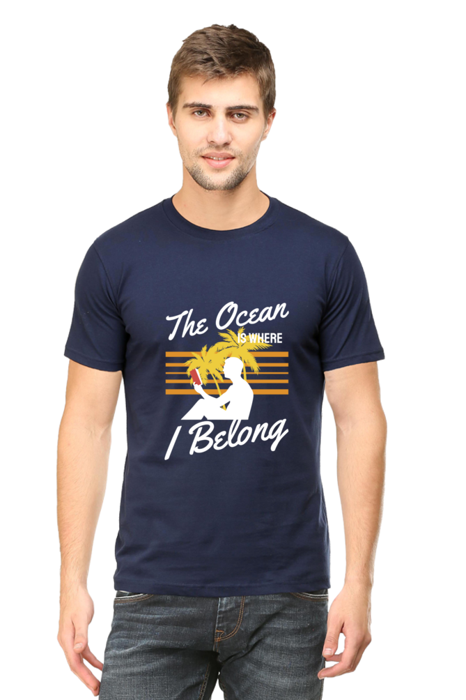 Men's Round Neck Summer T-Shirt - Ocean