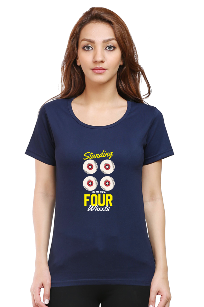 Women  Skateboard Half Sleeve T-Shirt - Four Wheels