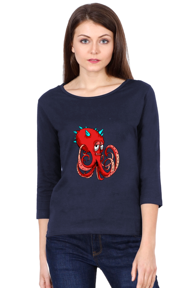Women’s Full Sleeves Animal's & Monster's  T-Shirts - monster octopus