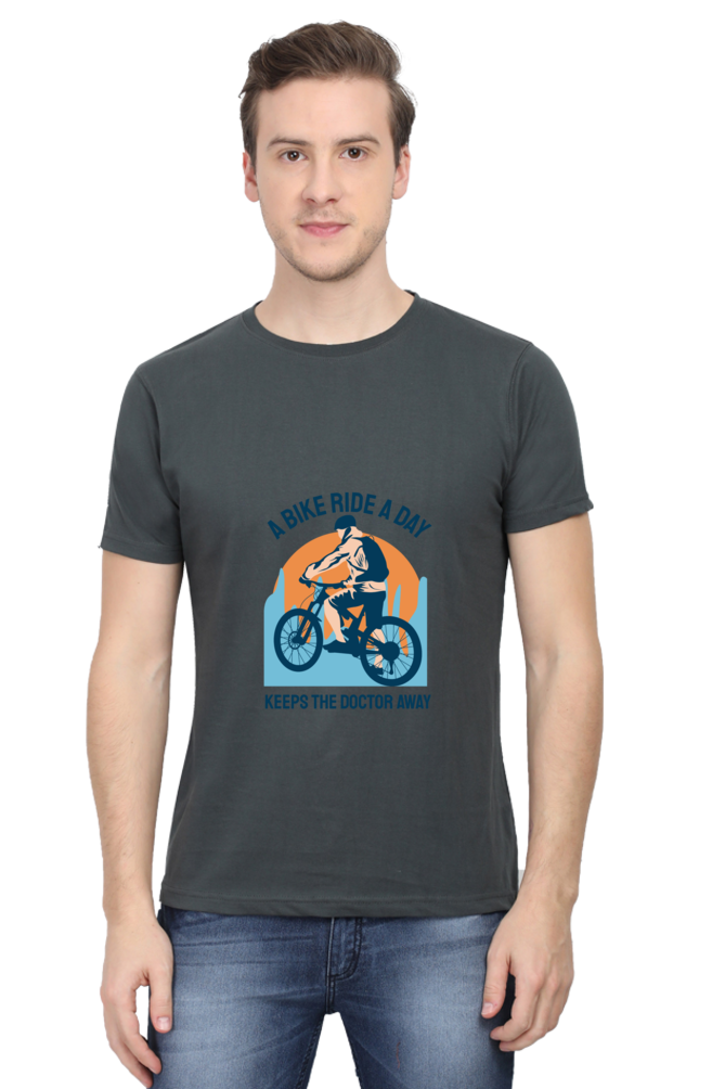 Men's Rider Cotton Round Neck T-Shirt - bike ride