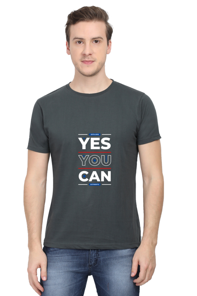 Motivational Unisex Cotton Round Neck T-shirt - You Can