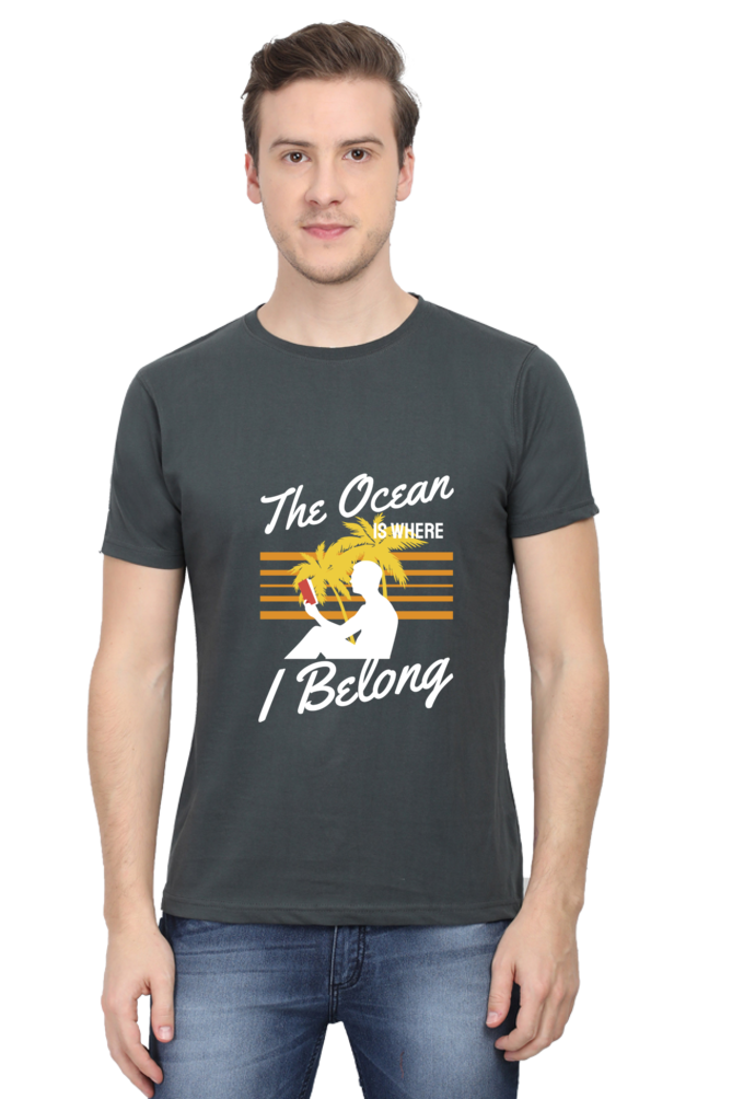 Men's Round Neck Summer T-Shirt - Ocean