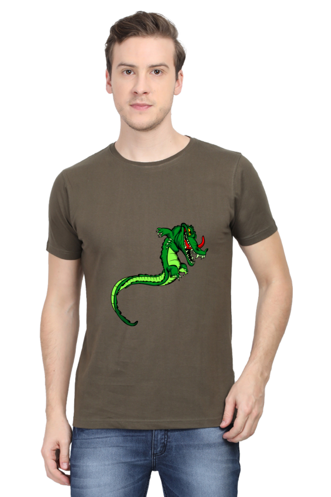 Men's Animal's & Monster's Cotton Round Neck T-Shirt - dragon