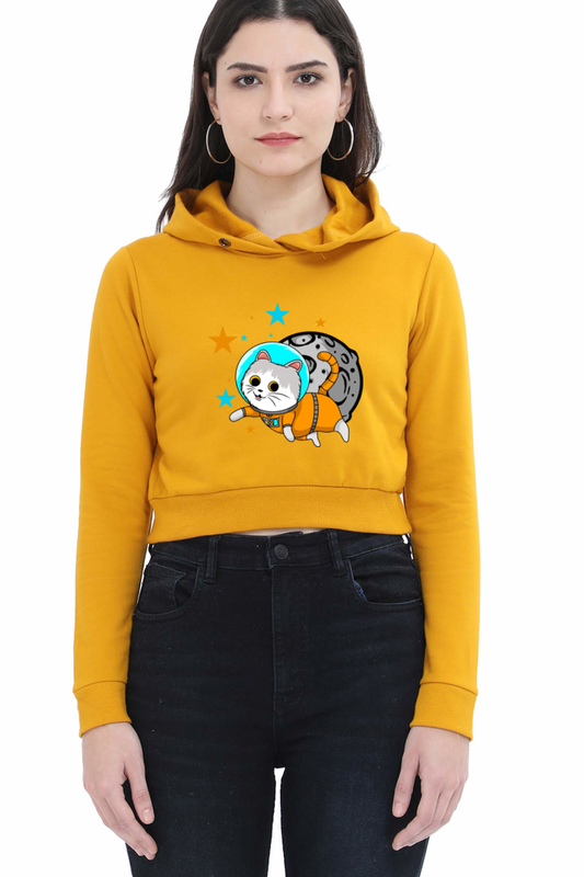 Women Animal's & Monster's Crop Hoodies - cute kitte