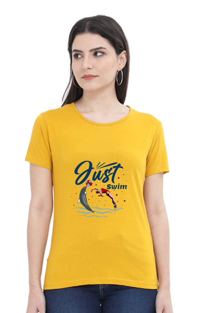 Women  Swimming Half Sleeve T-Shirt - Just Swim