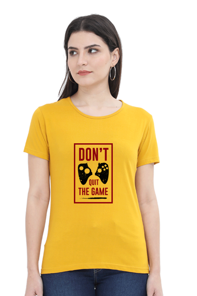 Women’s Round Neck Printed Gamer T-Shirts -  Quit