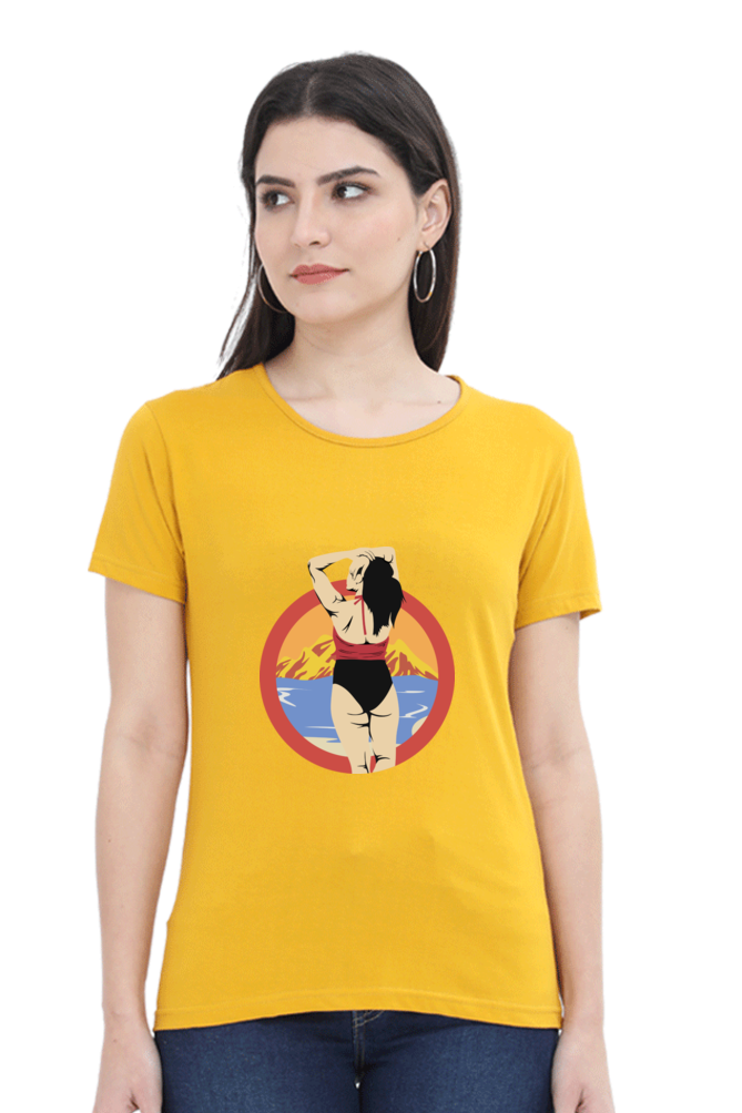 Women’s Round Neck Printed Summer T-Shirts - Girl