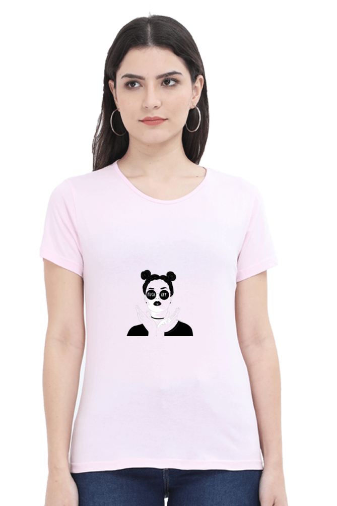 Women’s Round Neck Printed Minimalistic T-Shirts -  Fuck off