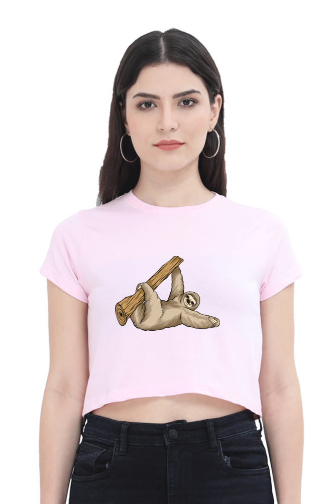 Women Sloth Crop Top - say Hi !