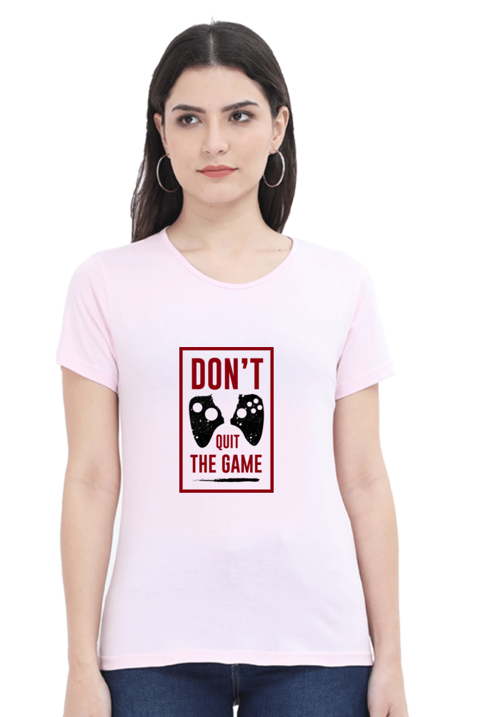 Women’s Round Neck Printed Gamer T-Shirts -  Quit