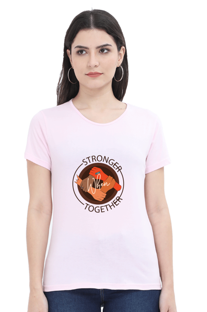 Women’s Round Neck Printed Motivational T-Shirts -  Stronger
