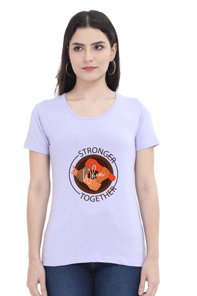 Women’s Round Neck Printed Motivational T-Shirts -  Stronger