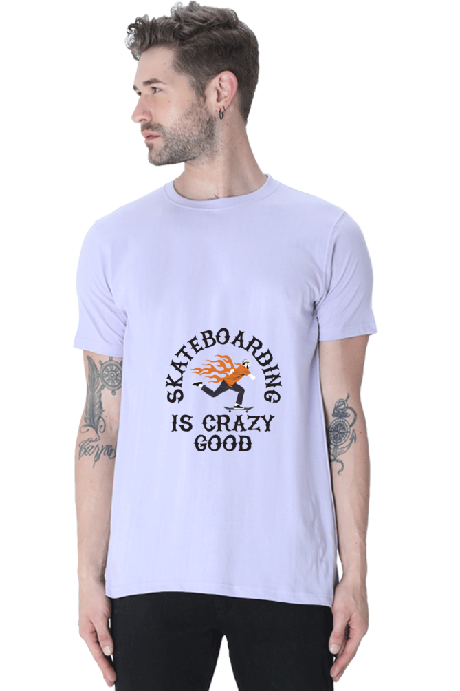 Skateboard Unisex Cotton Round Neck T-shirt - Crazy