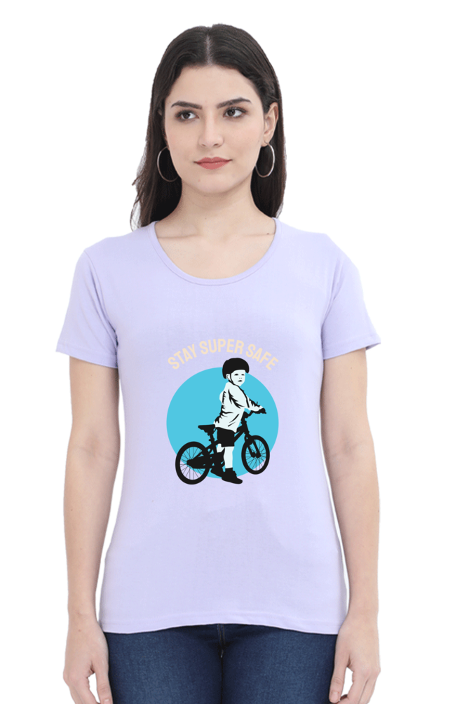 Women’s Round Neck Printed Rider T-Shirts -  super safe