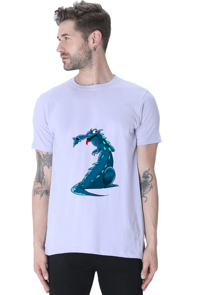 Men's Animal's & Monster's Cotton Round Neck T-Shirt - dinosaur