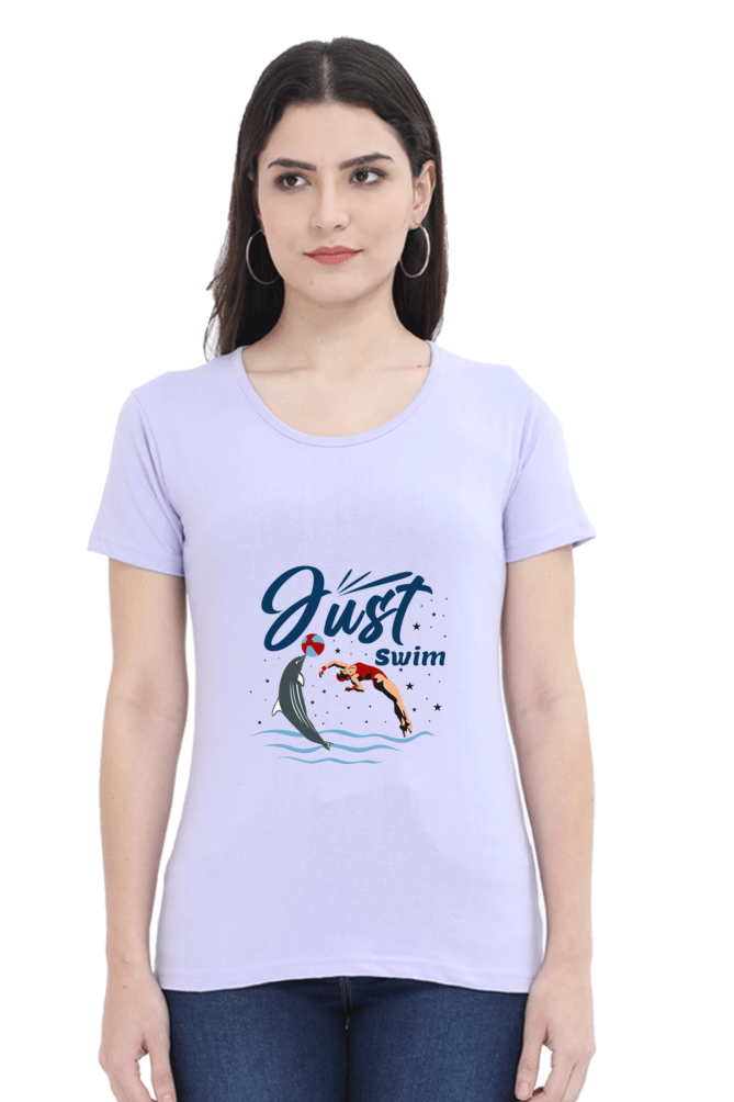 Women  Swimming Half Sleeve T-Shirt - Just Swim