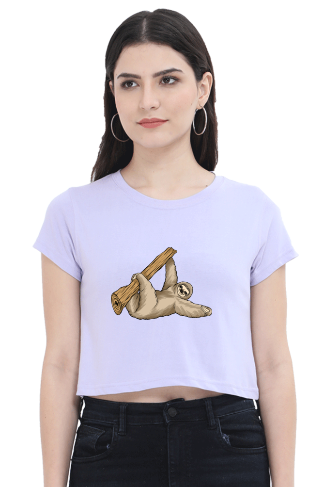 Women Sloth Crop Top - say Hi !