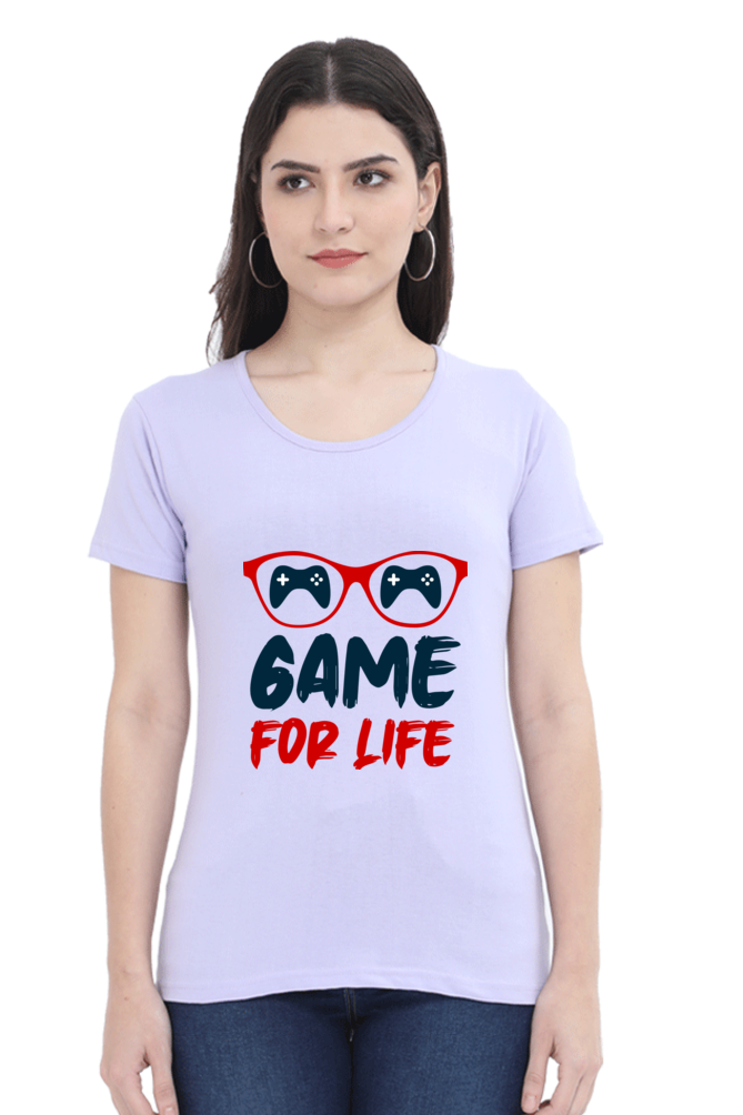 Women’s Round Neck Printed Gamer T-Shirts -  Life