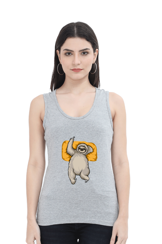 Women Sloth Tank Top - sleepy wave