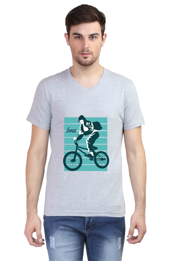 Men's BMX V Neck T-Shirt - bagpack