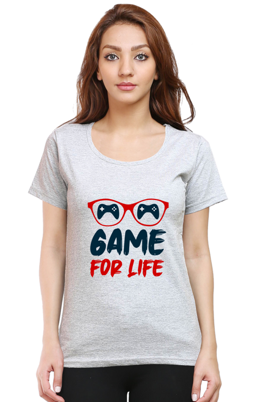 Women’s Round Neck Printed Gamer T-Shirts -  Life