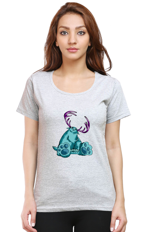 Women’s Round Neck Printed Animal's & Monster's T-Shirts -  huge monster