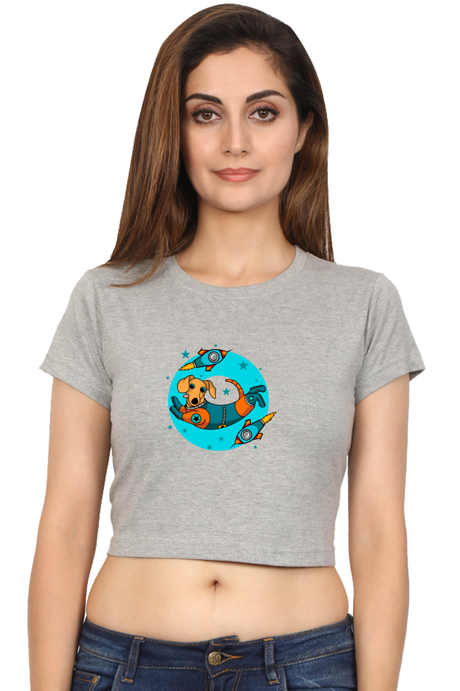 Women Animal's & Monster's  Crop Top -  tweaking dog