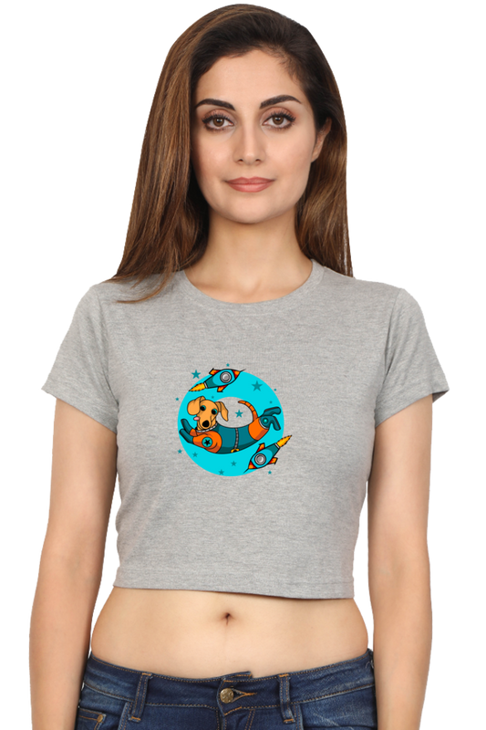 Women Animal's & Monster's  Crop Top -  tweaking dog