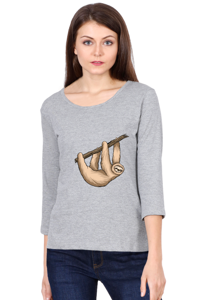 Women Sloth Full Sleeve T-Shirt - hungry