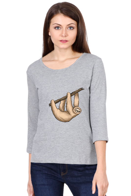 Women Sloth Full Sleeve T-Shirt - hungry