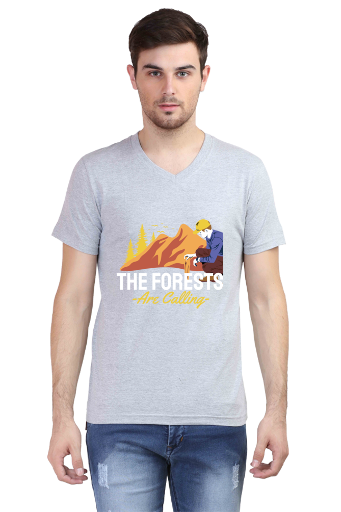 Men's Summer V Neck T-Shirt - Forests Calling