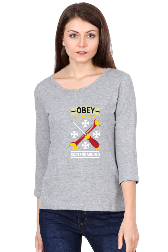 Women  Skateboard Full Sleeve T-Shirt - Obey