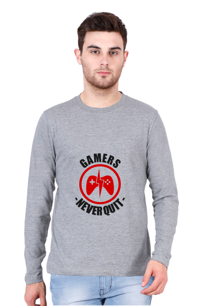 Men’s  Gamer Full Sleeve - T Shirt - Never Quit