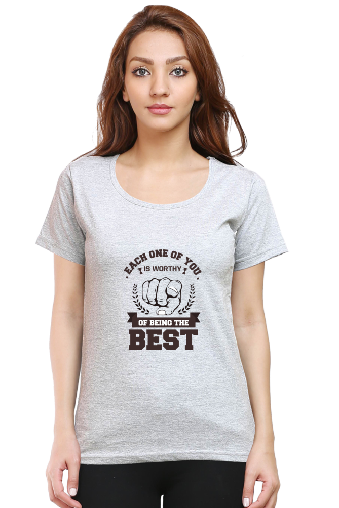 Women’s Round Neck Printed Motivational T-Shirts -  Worthy