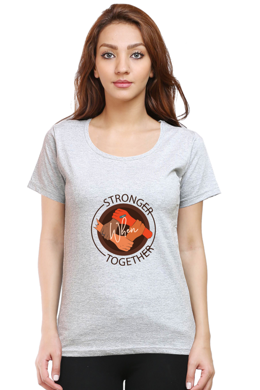 Women’s Round Neck Printed Motivational T-Shirts -  Stronger