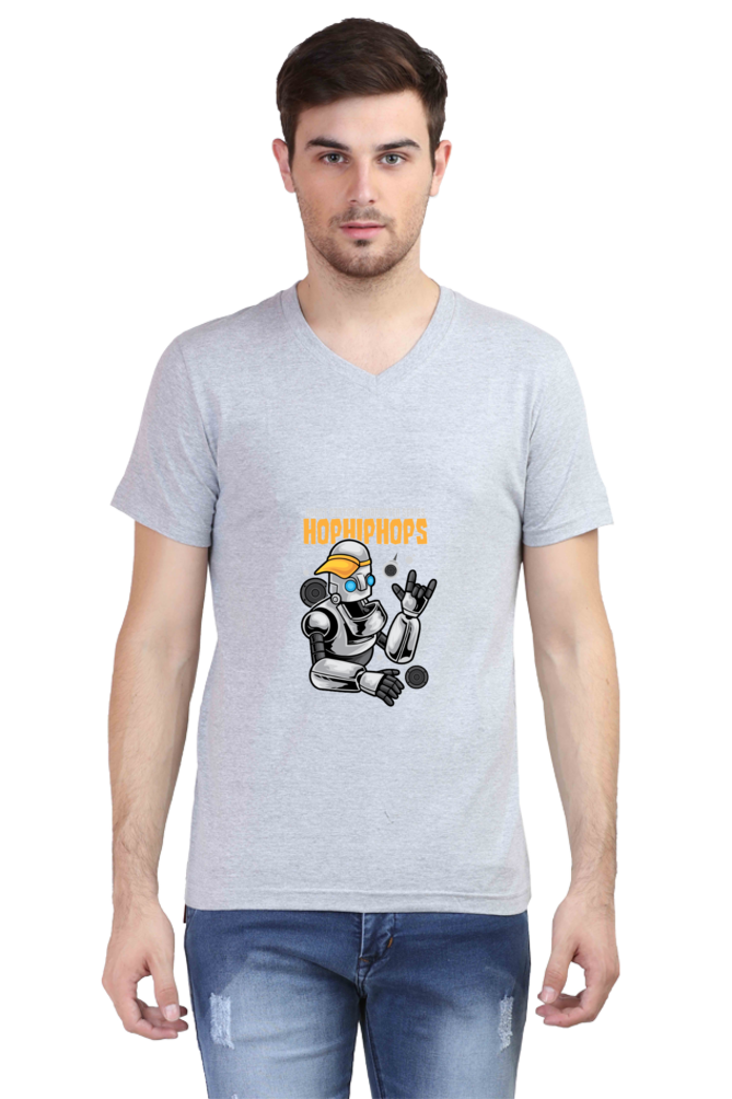 Men's Dance V Neck T-Shirt - robot urban hip-hop