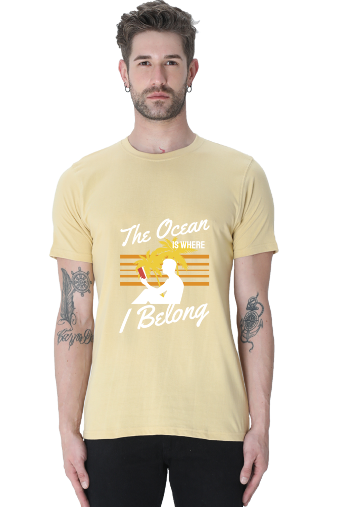 Men's Round Neck Summer T-Shirt - Ocean