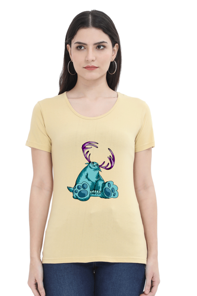 Women’s Round Neck Printed Animal's & Monster's T-Shirts -  huge monster