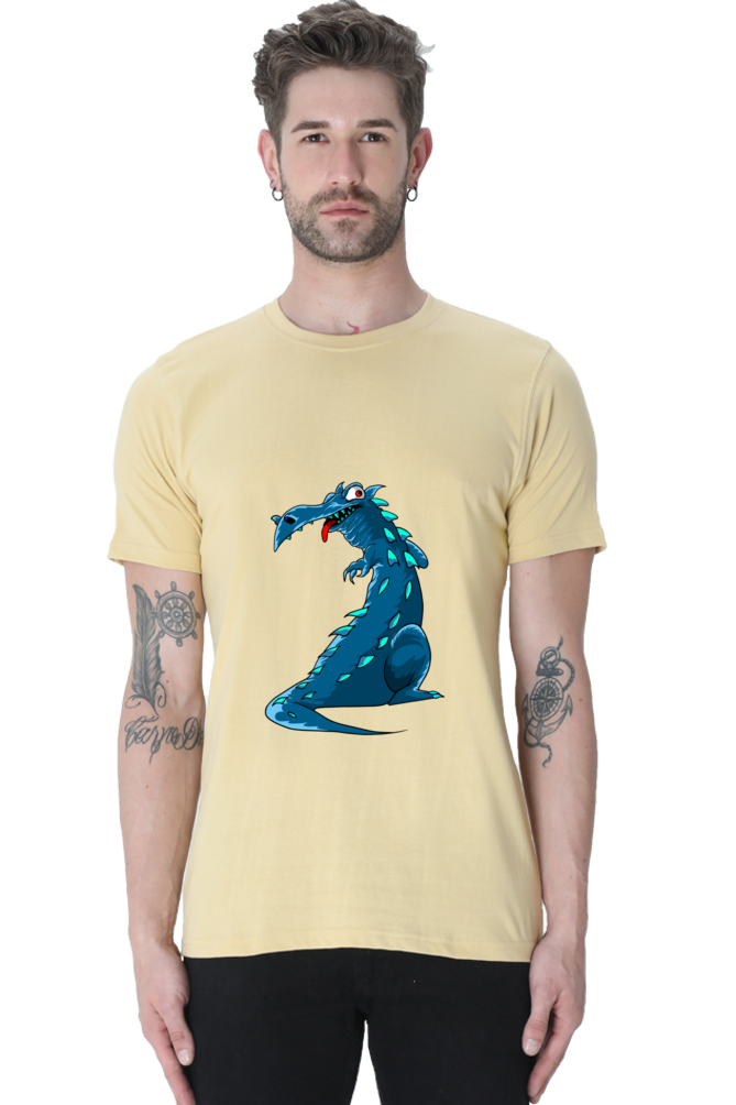 Men's Animal's & Monster's Cotton Round Neck T-Shirt - dinosaur