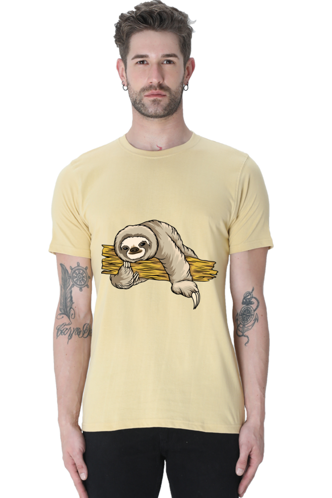 Men's Round Neck Sloth T-Shirt - Cuddle