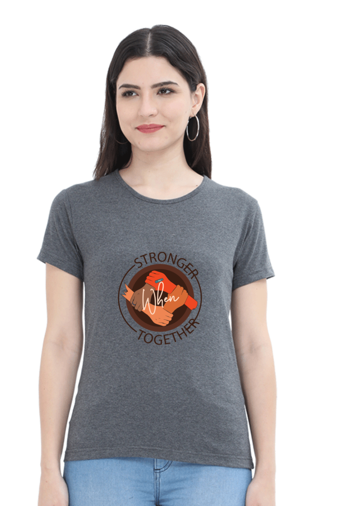Women’s Round Neck Printed Motivational T-Shirts -  Stronger