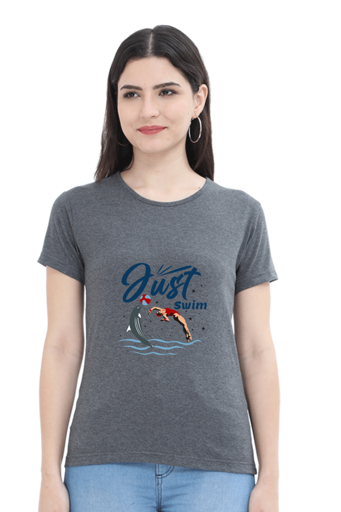 Women  Swimming Half Sleeve T-Shirt - Just Swim
