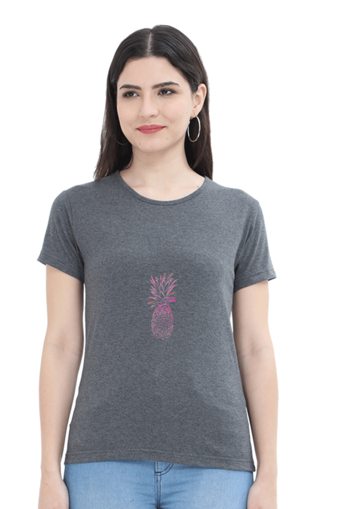 Women’s Round Neck Printed Minimalistic T-Shirts -  Fruit