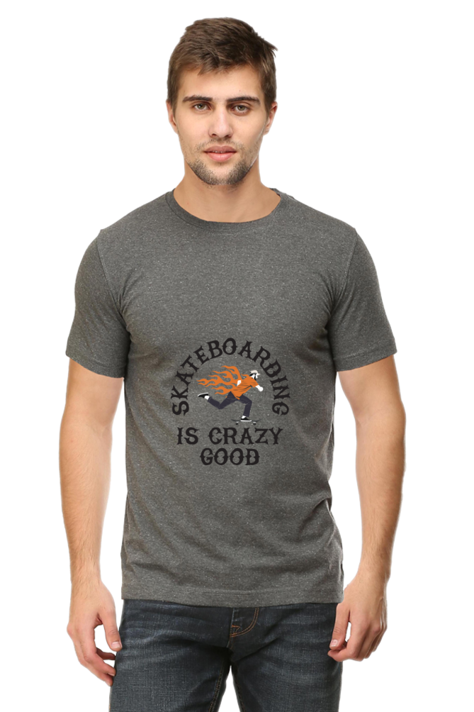 Skateboard Unisex Cotton Round Neck T-shirt - Crazy