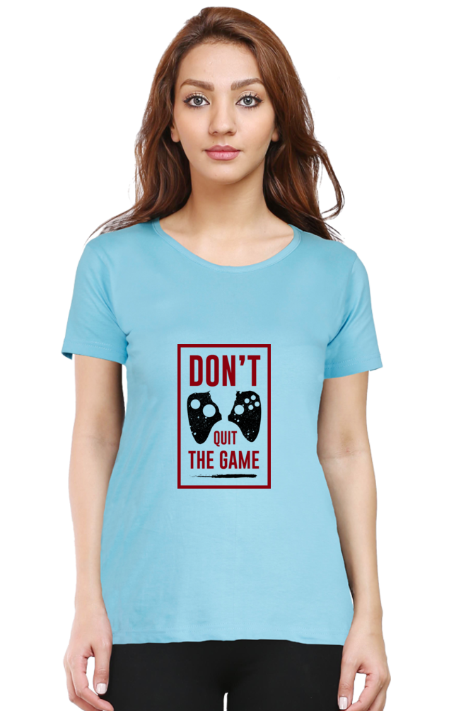 Women’s Round Neck Printed Gamer T-Shirts -  Quit